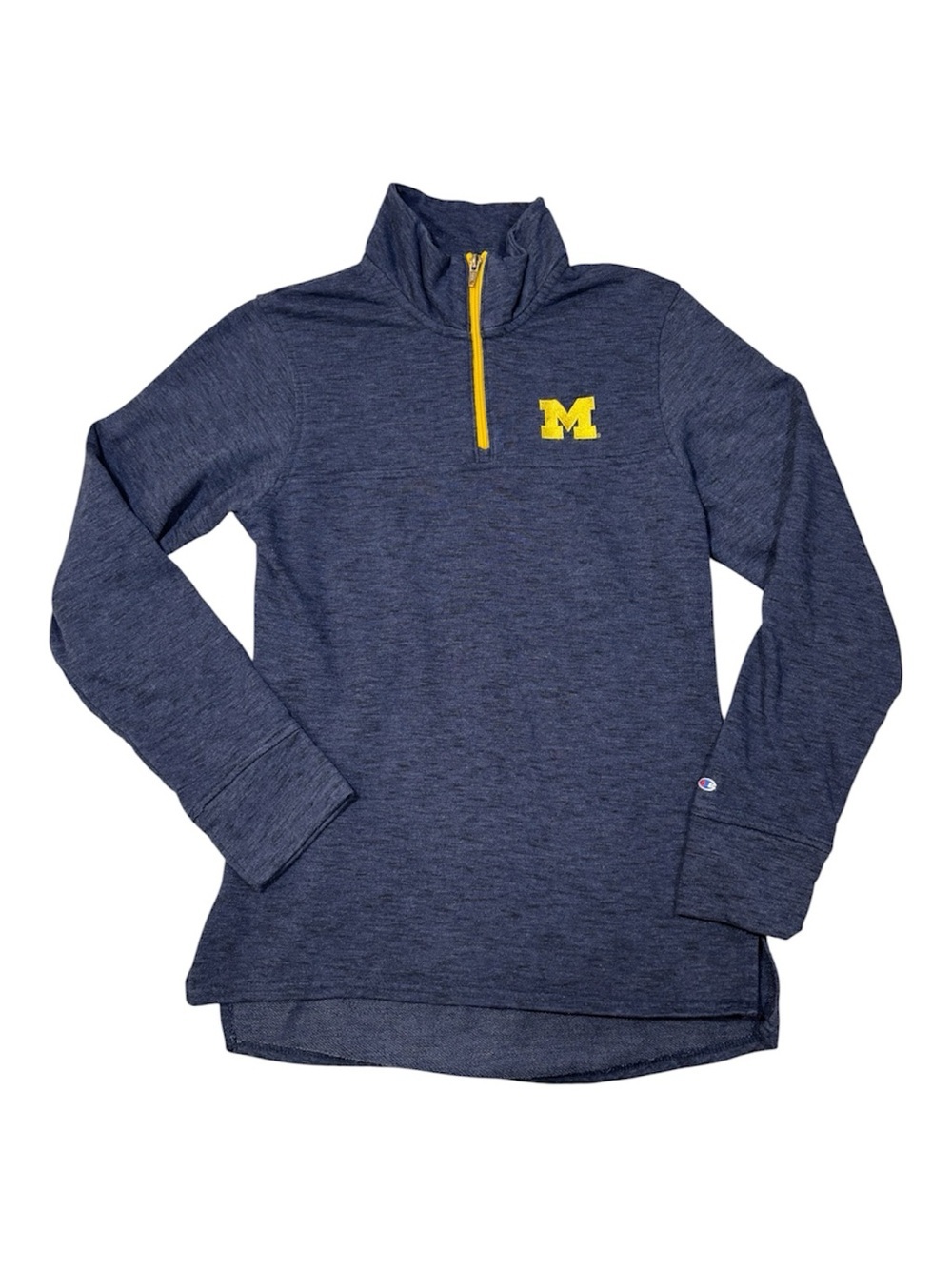 Champion Michigan UM Navy Quarter-Zip Pullover with Yellow Maize M, Wolverines